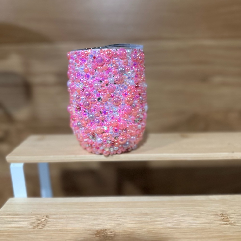 Pink rhinestone wine tumbler